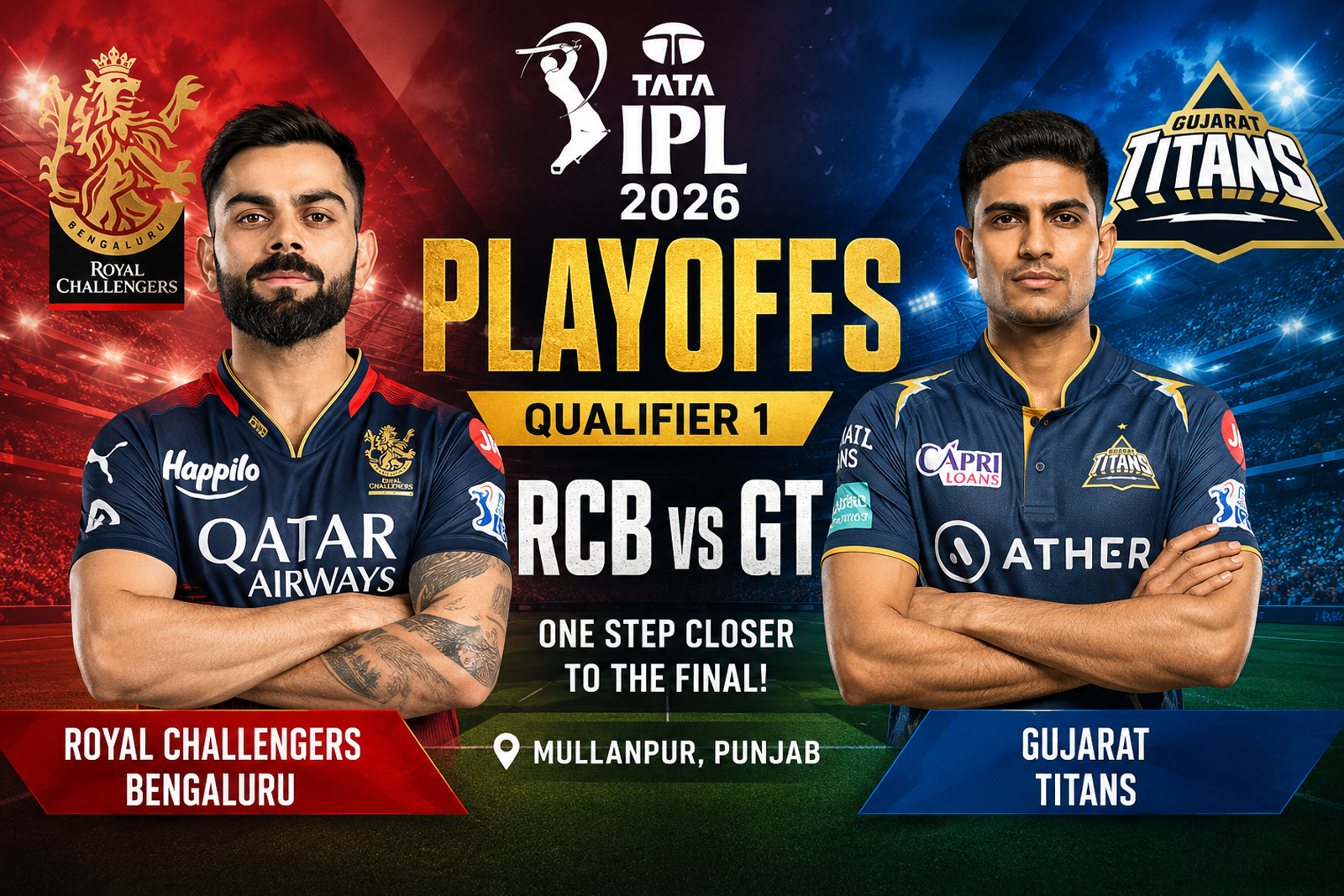 IPL 2026 Playoffs Begin: RCB Face Gujarat Titans in High-Stakes Qualifier 1 Clash